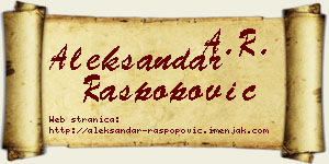 Aleksandar Raspopović vizit kartica